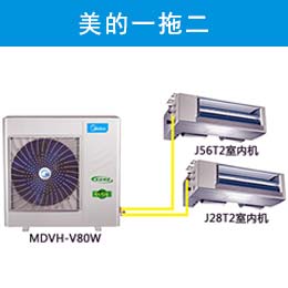 一室一廳美的家用3匹一拖二中央空調