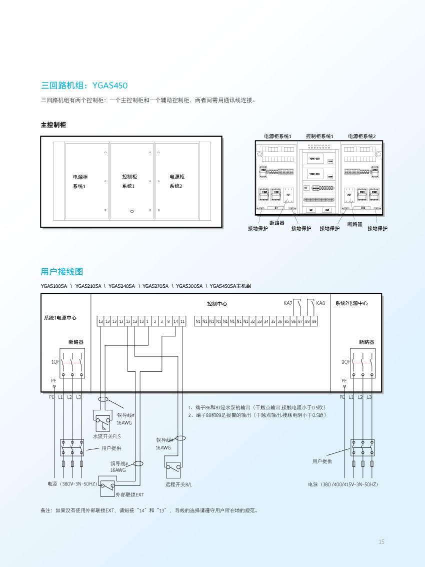 三回路機組電源接線